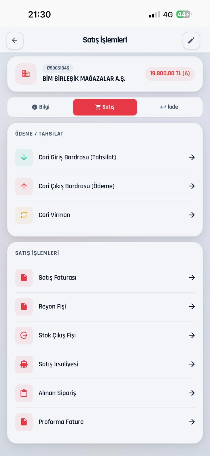 Cari işlemler
